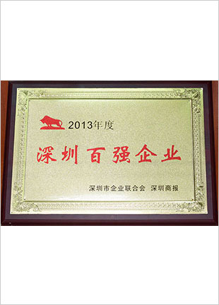 榮獲2013年度深圳百強(qiáng)企業(yè)