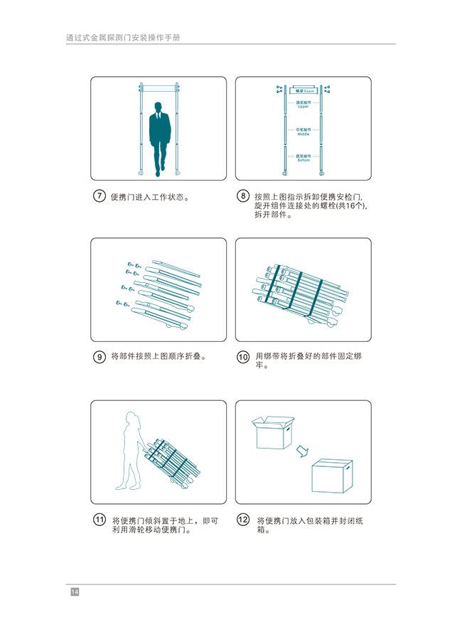 便攜式折疊金屬探測(cè)安檢門中文使用說明書-中安諧