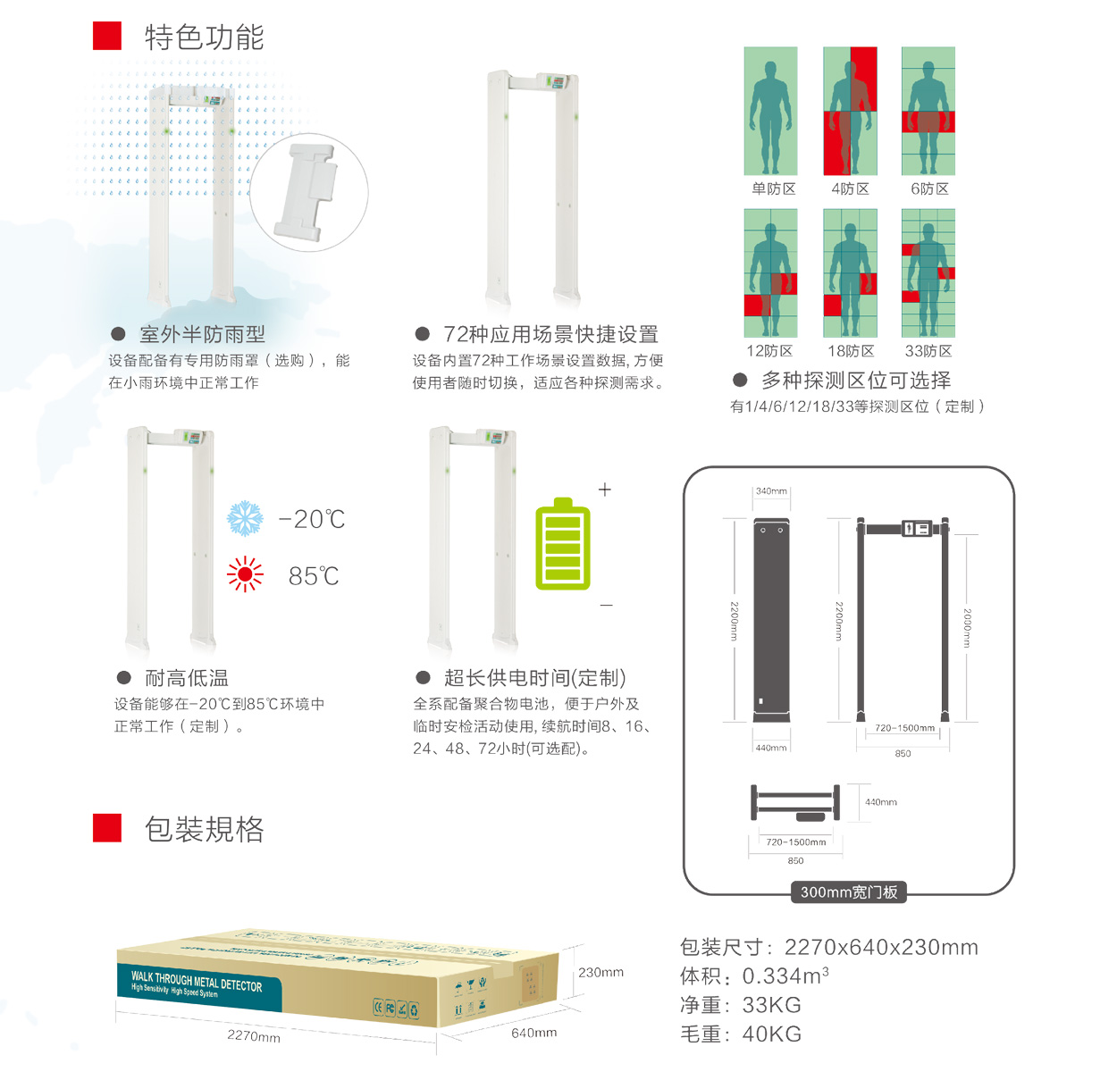 300抗干擾系列通過式金屬探測安檢門