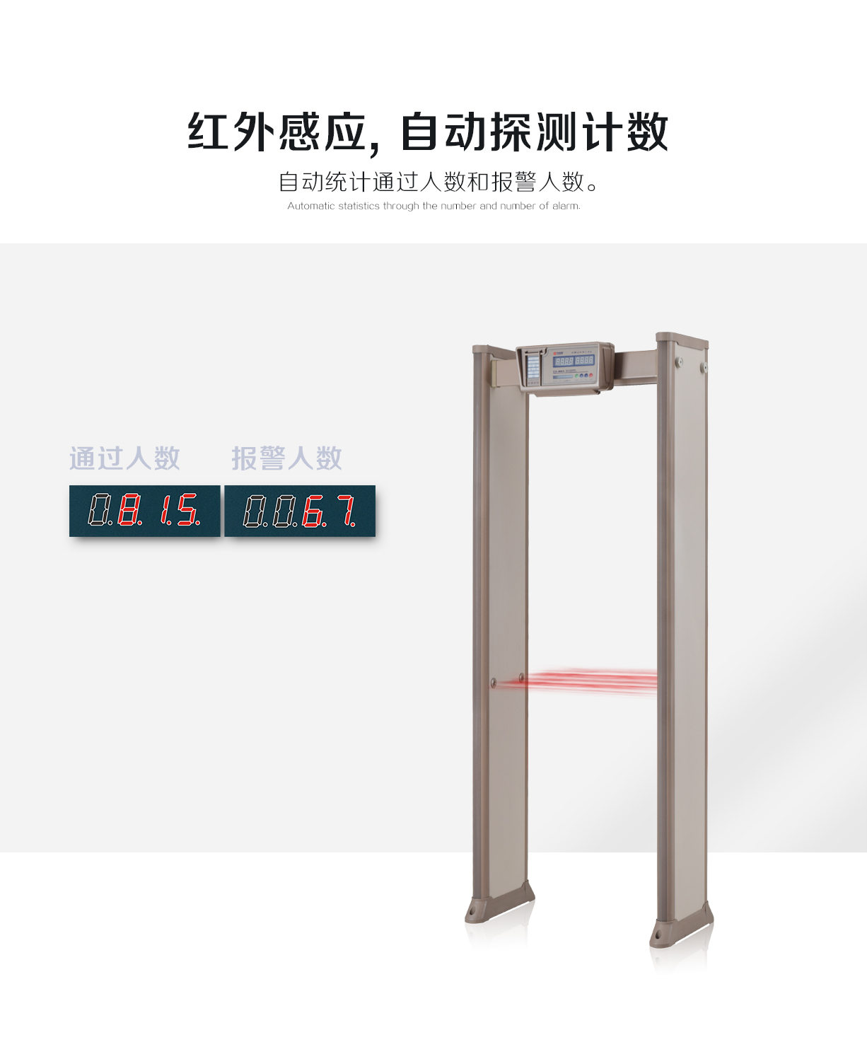 300門(mén)板棕色數(shù)碼管大主機(jī)盒金屬探測(cè)安檢門(mén)